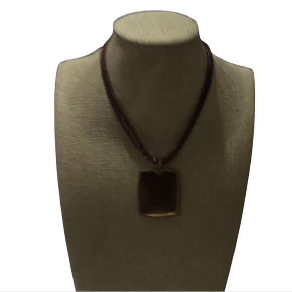 Chico's Om Elegant Brown Brass Beaded Pendant Necklace - Picture 7 of 7